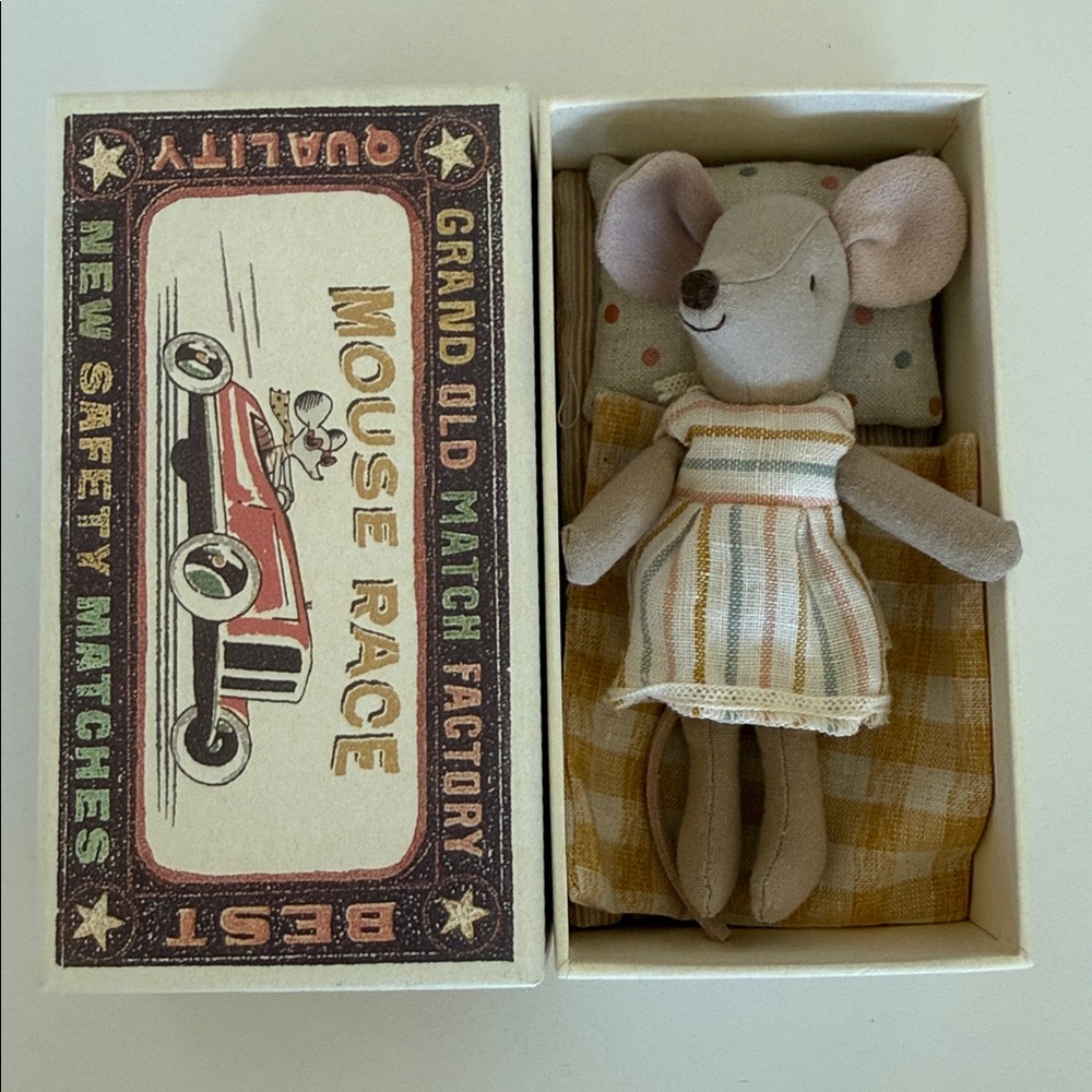 Maileg Big Sister in Matchbox (Striped Dress)